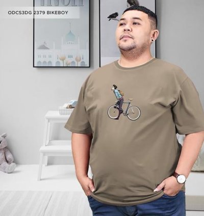 Kaos Big Size Pria 3XL 4XL 5XL 6XL Baju jumbo cotton 100% bahan lembut - Khaki, M