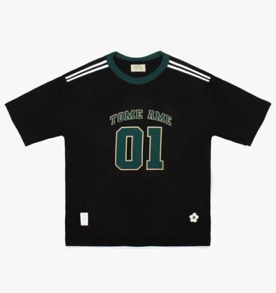 Tome Ame - Ichi Jersey Tee Black Combed Oversize Kaos - Reguler Sleeve