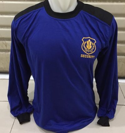 Kaos security lengan panjang/kaos satpam lengan panjang - Biru security, M