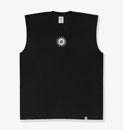 OOTDSUPPLY Oversize Sleeveless Astrology Black & Steel bLue l Kaos Oversize Singlet001 - Black, S