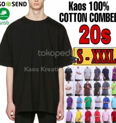 KAOS POLOS KATUN 20s/ Size S - XXXL/JUMBO/Combed 20s/MURAH/ADEM - Biru Dongker, S