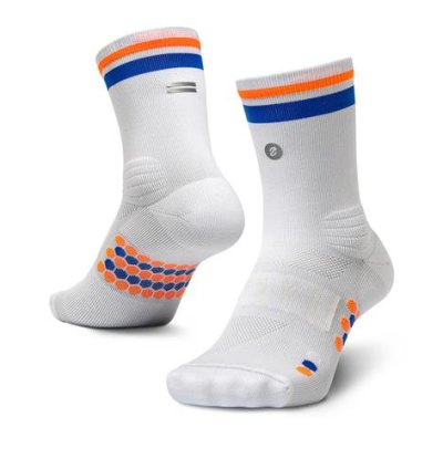 Kaos Kaki Lari SHYU Running Racing Socks Half & Quarter Crew Original - White Blueprint, S/M