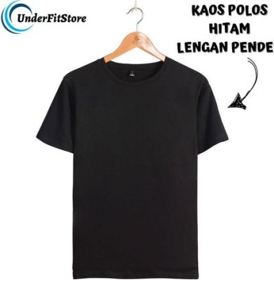Kaos Oblong Hitam Polos Pendek Bahan Cotton Combed Size S s/d XXL - S