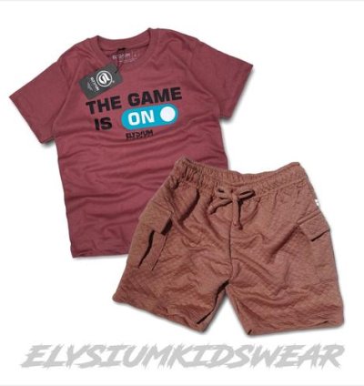 Setelan Kaos Anak Celana Pendek ElysiumKidsWear Bahan Diamond Knitt Laki-Laki Perempuan Katun - Fashion - DustyPinkTHEGAME-DustyPink, S
