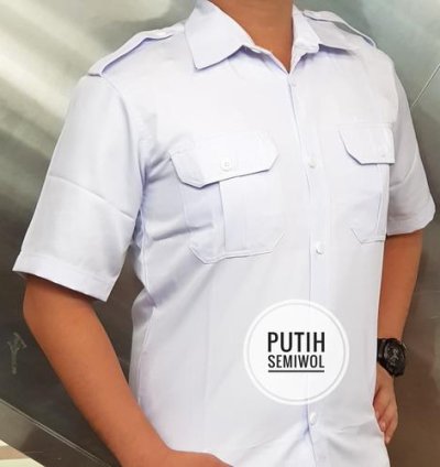 Kemeja Putih PNS Pria SEMI WOL HEM Putih ASN Atasan Putih PDH - Pendek, XXXL