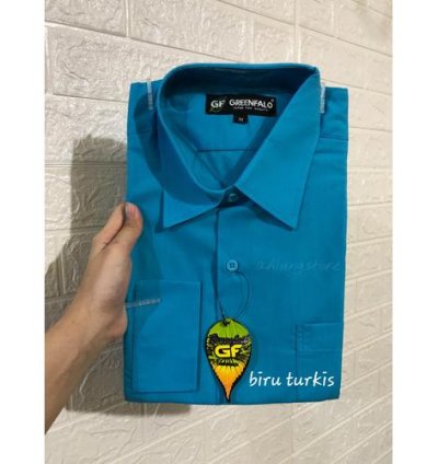KEMEJA PRIA GREENFALO - KEMEJA POLOS LENGAN PANJANG WARNA BIRU TURKISH - Biru Turkish, S