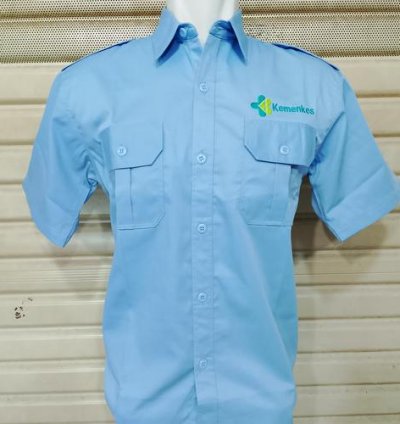 Kemeja Kemenkes Baju Kemenkes Biru Lengan Pendek - Nevy Pendek, S
